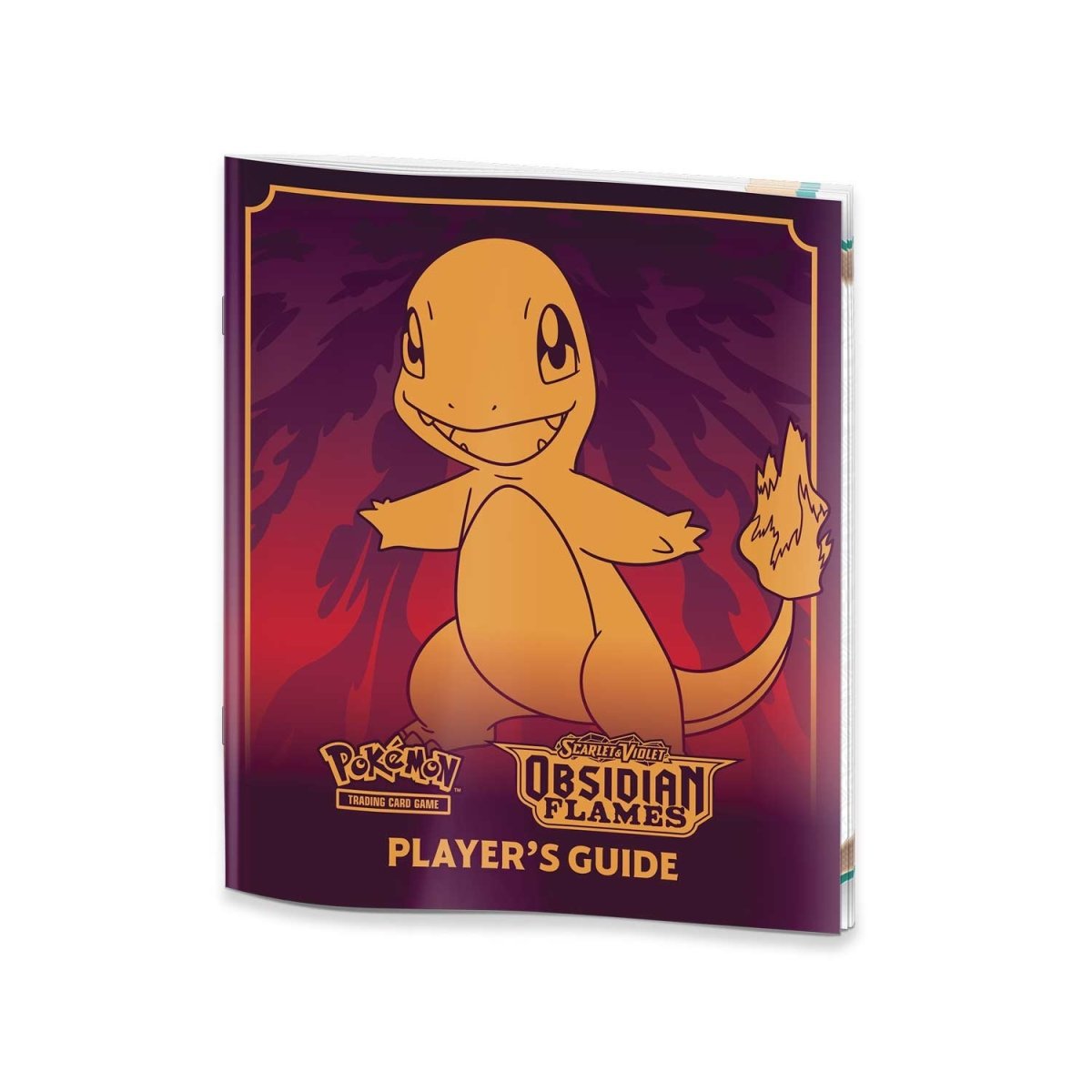 Pokémon Obsidian Flames Player's Guide with Charmander on a purple background