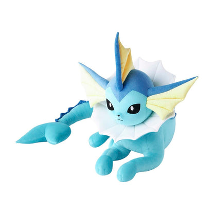 Blue and yellow plush toy on a white background