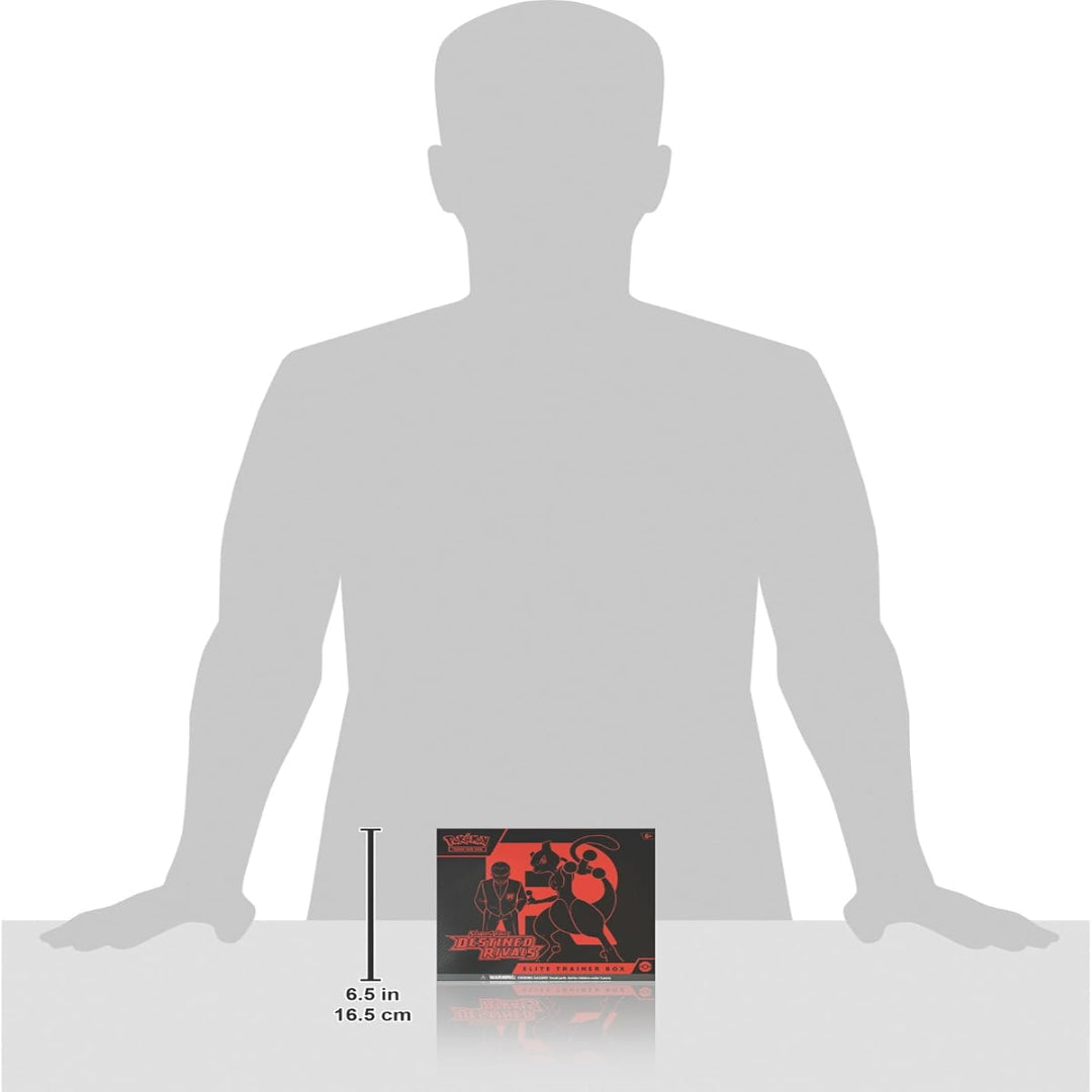 Silhouette of a person next to a box with dimensions displayed