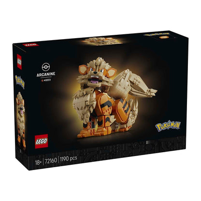LEGO Pokémon Arcanine H0069 building set box, showing the assembled toy model on the front against a black background.