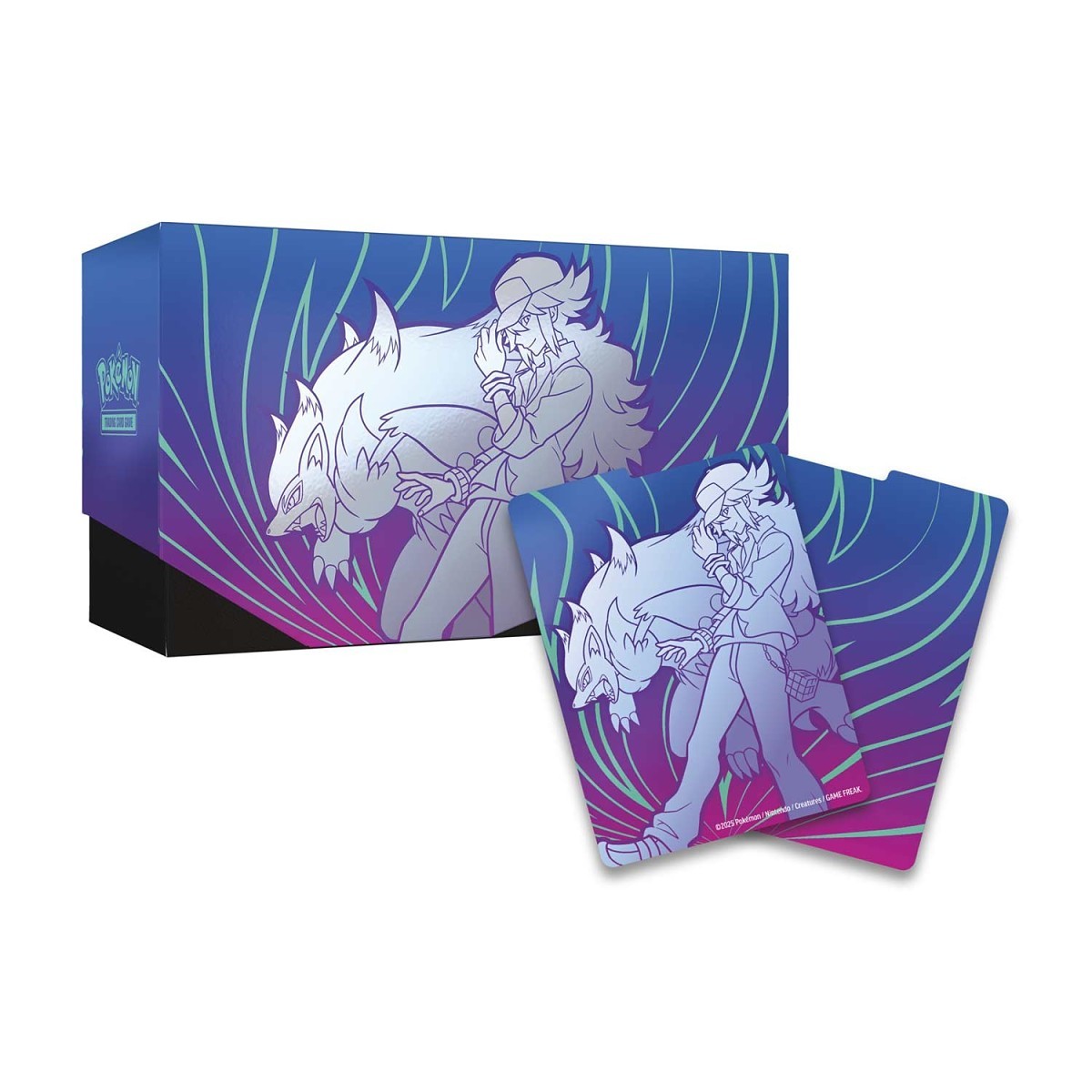 Card game box with character illustration on a white background