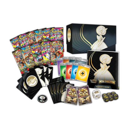 Collection of trading cards, a box, and other related items on a white background
