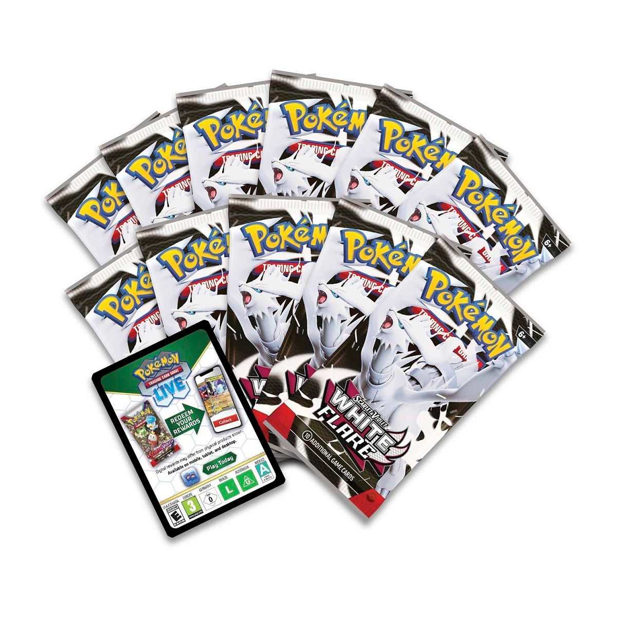 Collection of Pokémon trading card packs on a white background
