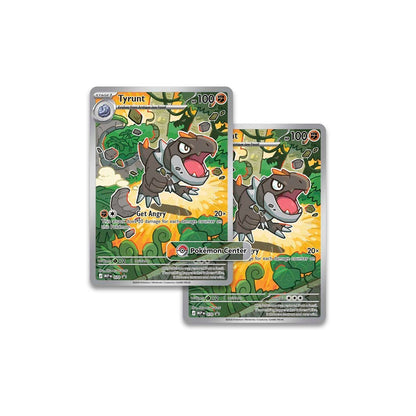 Two Tyrunt trading cards from Pokemon on a white background