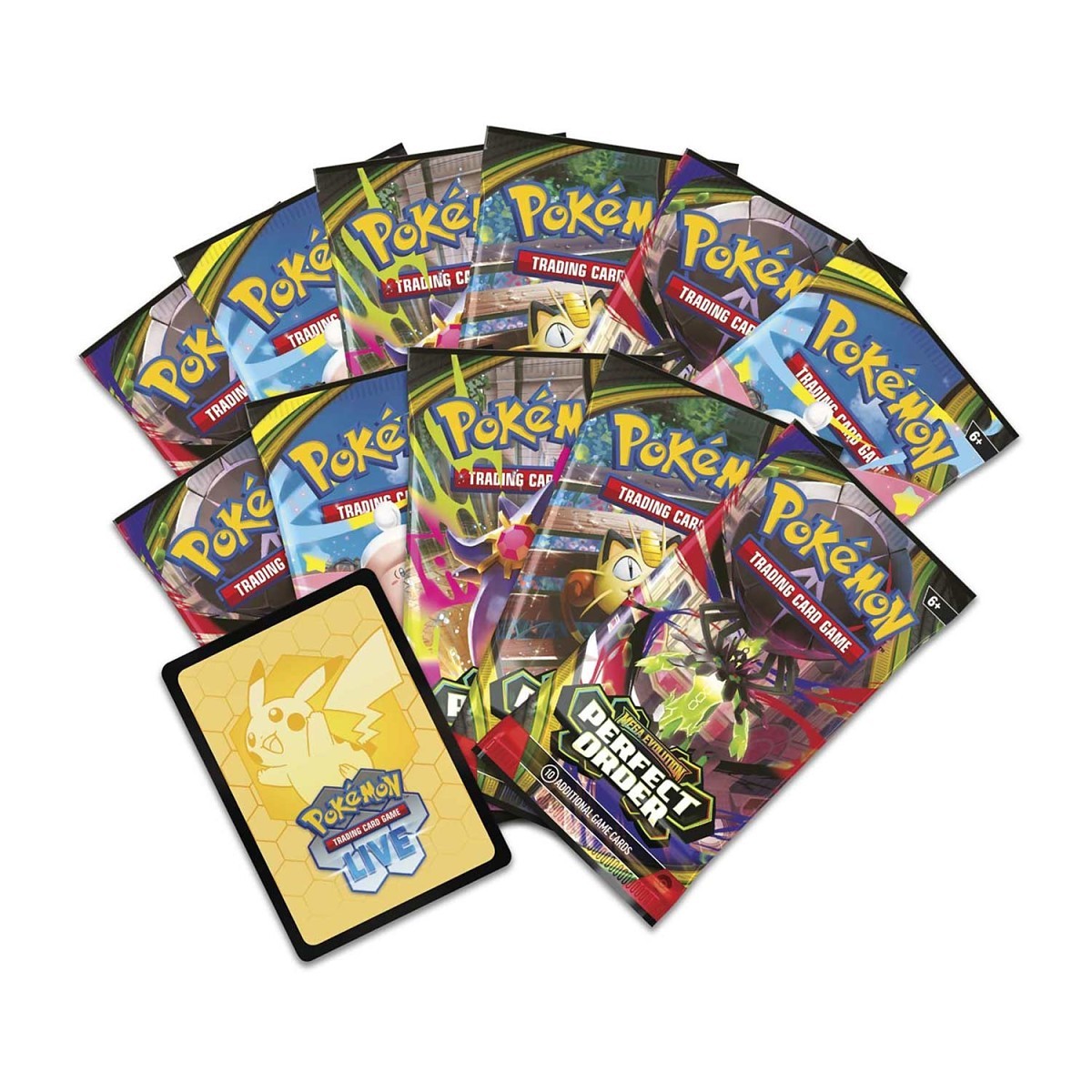 Collection of various Pokémon trading card packs on a white background