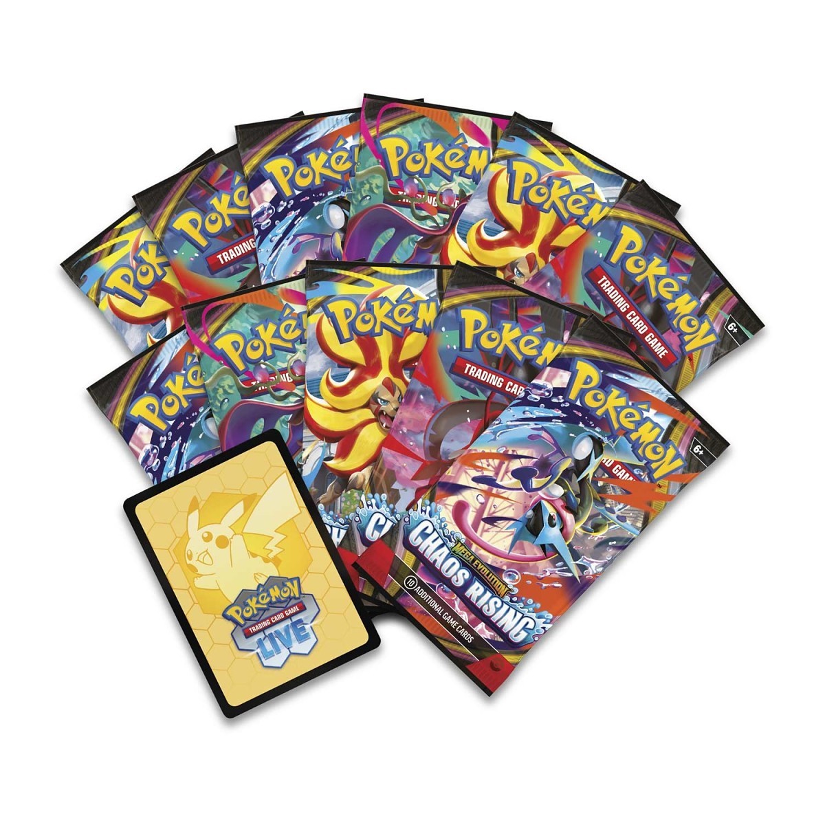 Collection of Pokémon trading card packs on a white background