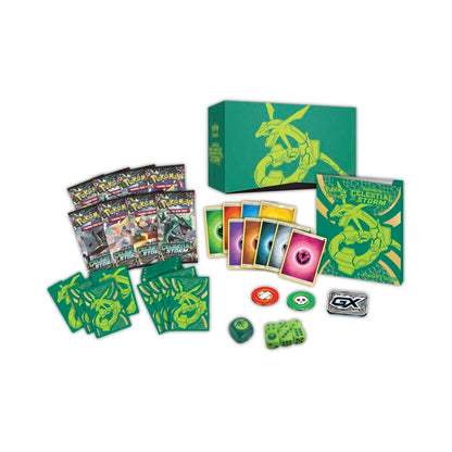 Collection of trading cards and packaging with green and yellow design on a white background