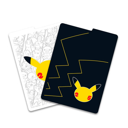 Two playing cards featuring Pikachu designs on a white background
