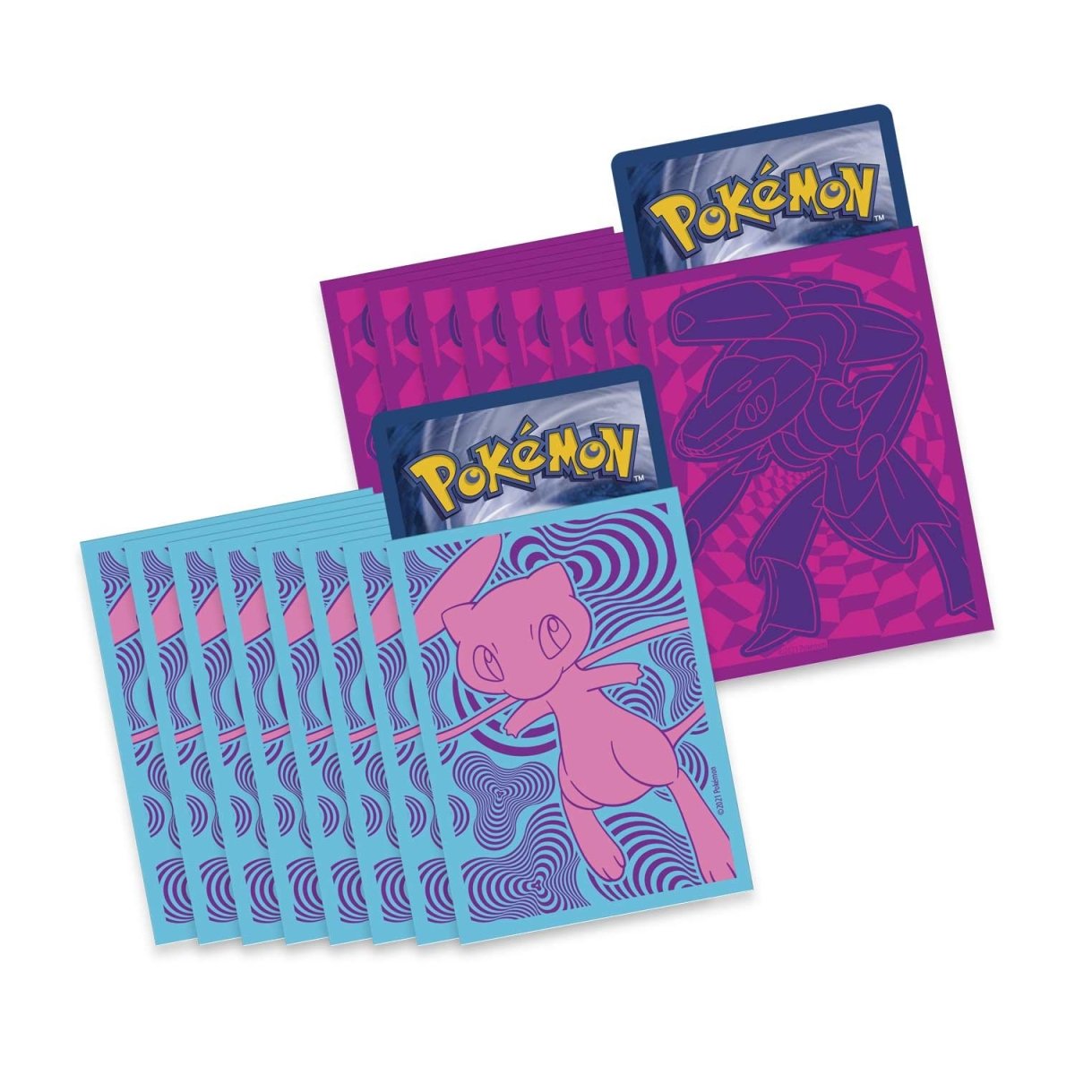 Pokémon trading card packs with various designs on a white background