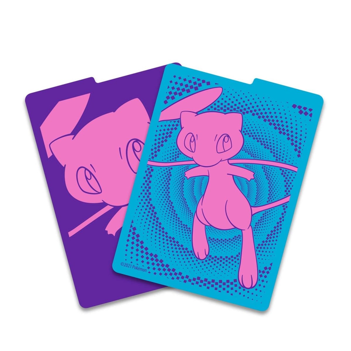 Two trading cards featuring a pink creature on a white background