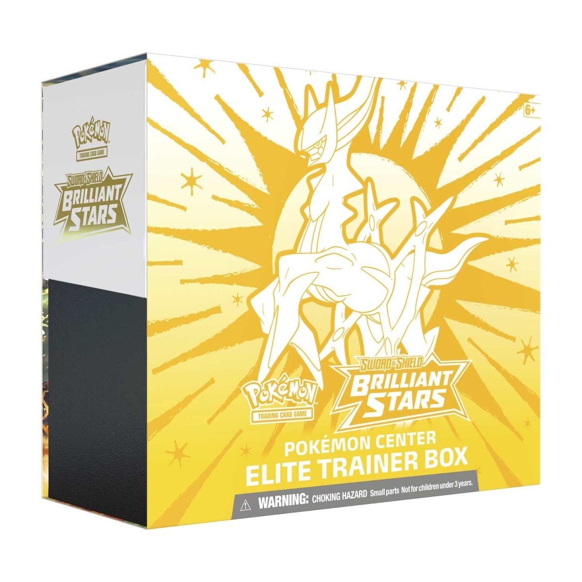 Pokémon Center Elite Trainer Box packaging with a Pokémon character on a yellow background