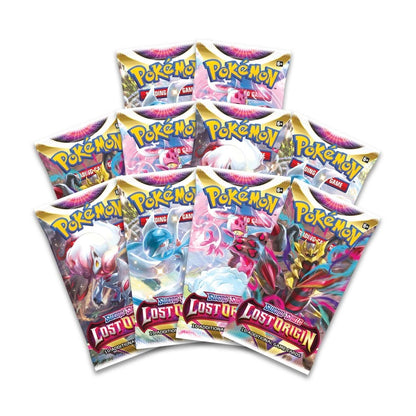 Collection of Pokémon trading card game packs on a white background