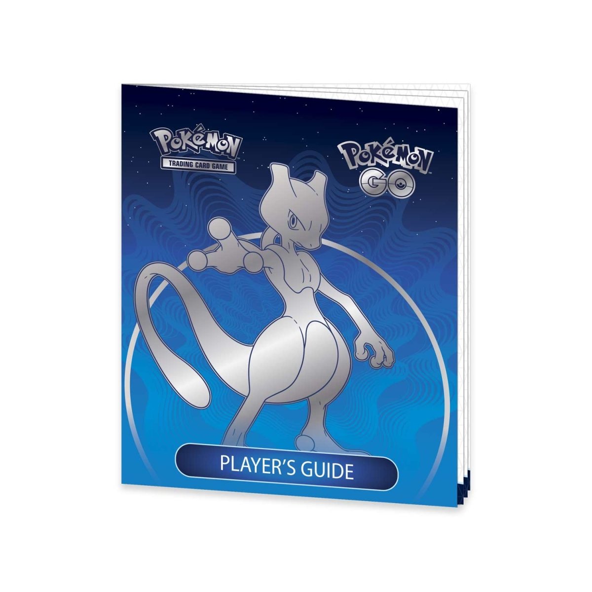 Pokémon Trading Card Game player's guide with Mewtwo illustration on a blue background