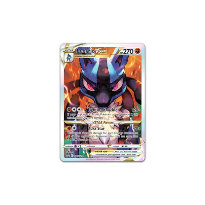 Pokémon trading card featuring Lucario with V-Star power on a white background