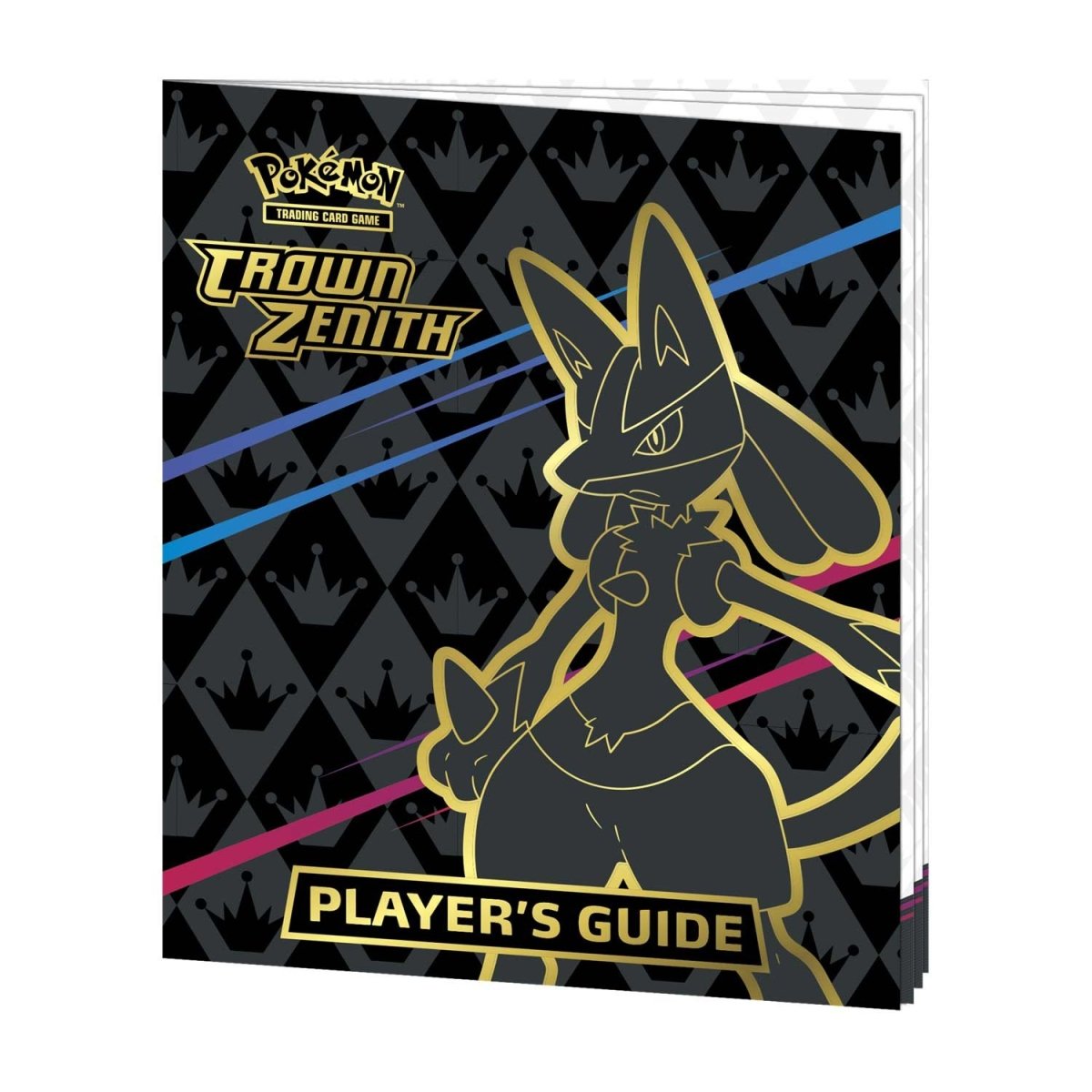 Pokémon Crown Zenith Player's Guide with a stylized character on a black background