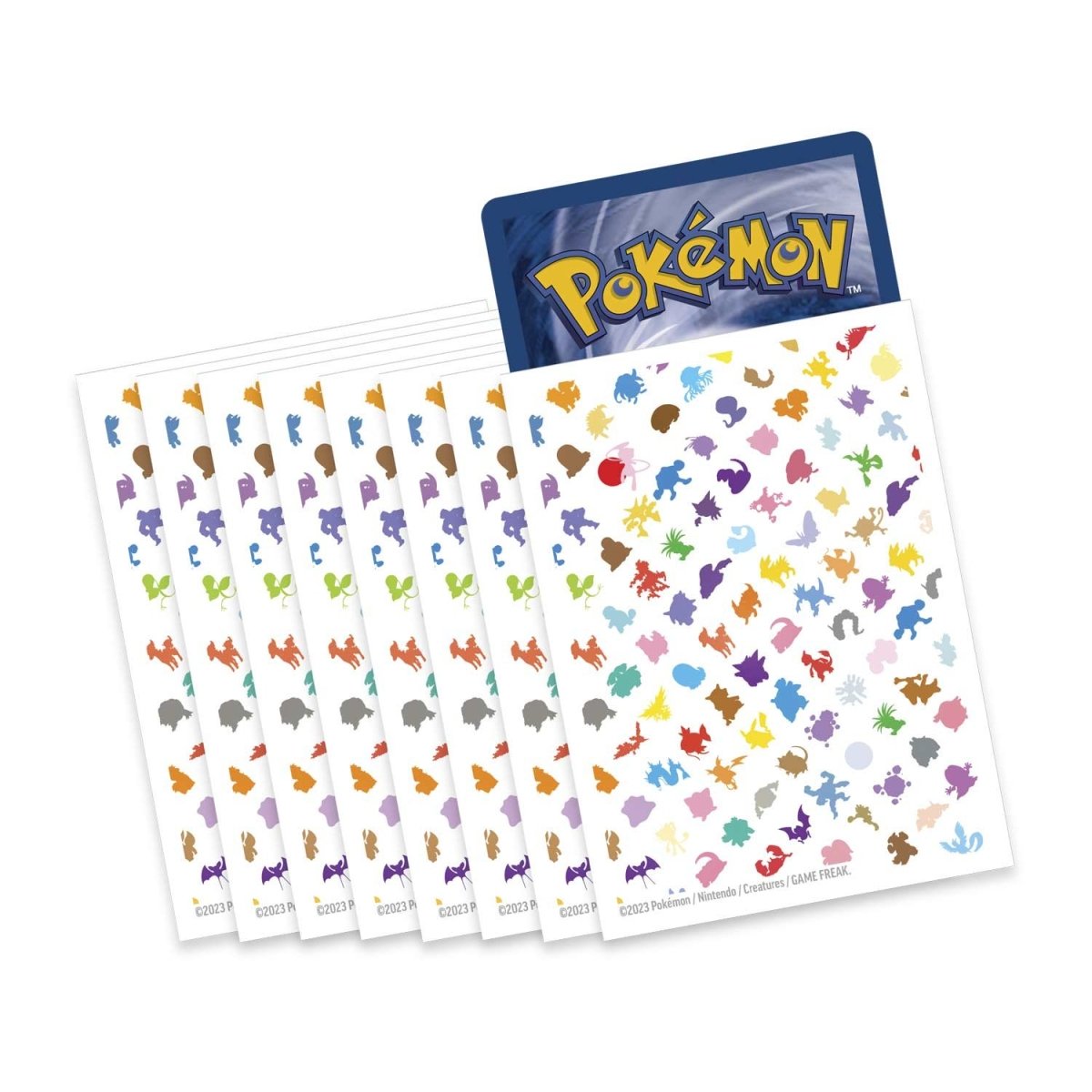 Sheet of colorful stickers with a Pokémon logo on a white background