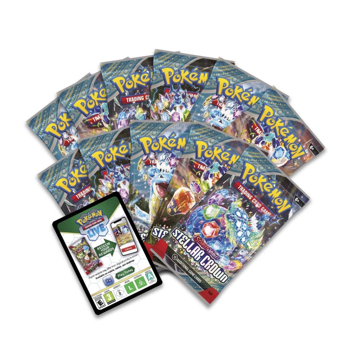 Collection of Pokémon trading card packs on a white background