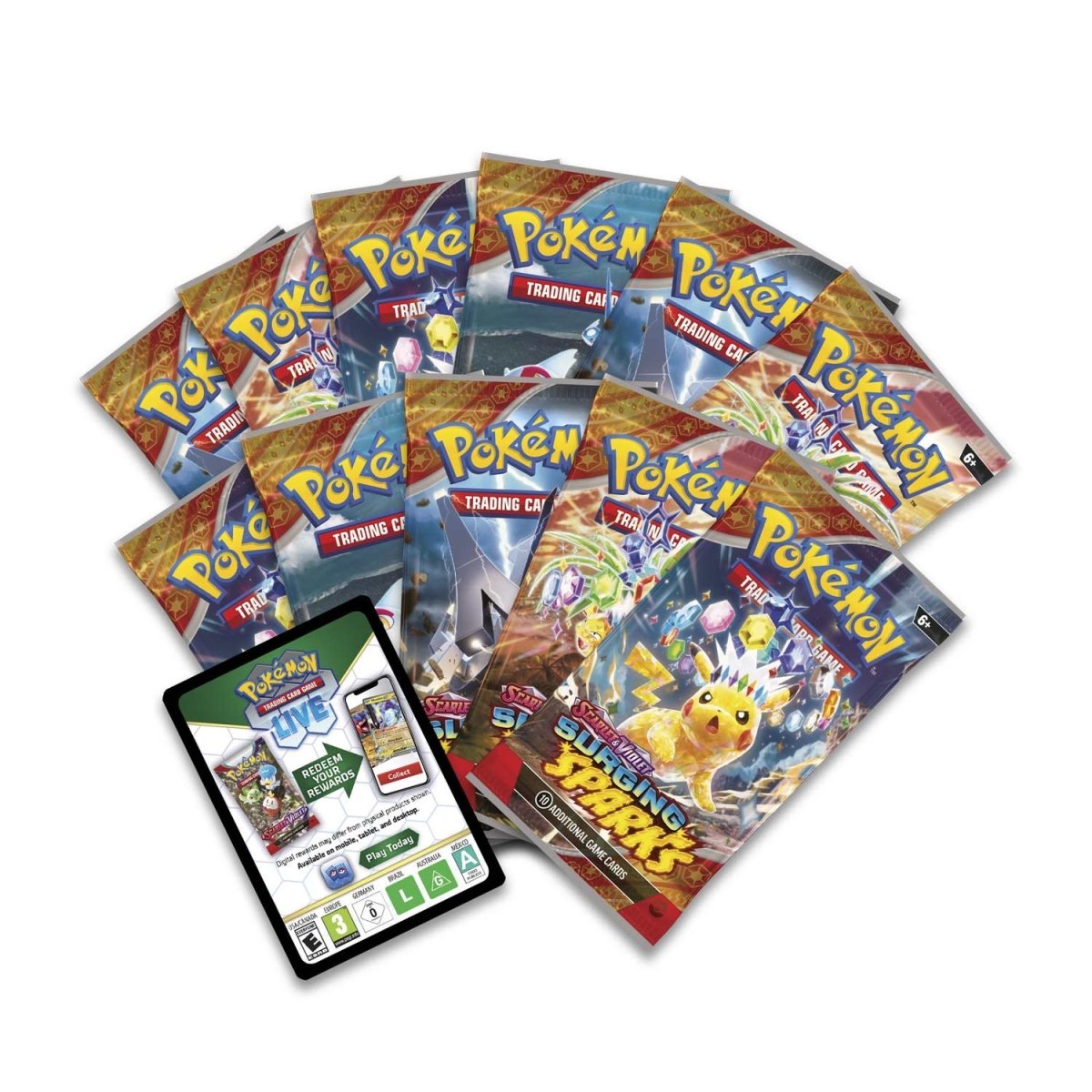 Collection of Pokémon trading card game packs on a white background