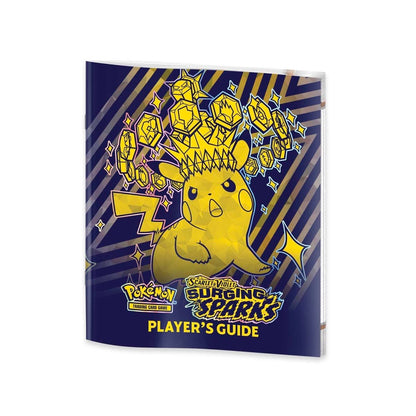 Pokémon trading card game player's guide with Pikachu design on a blue background