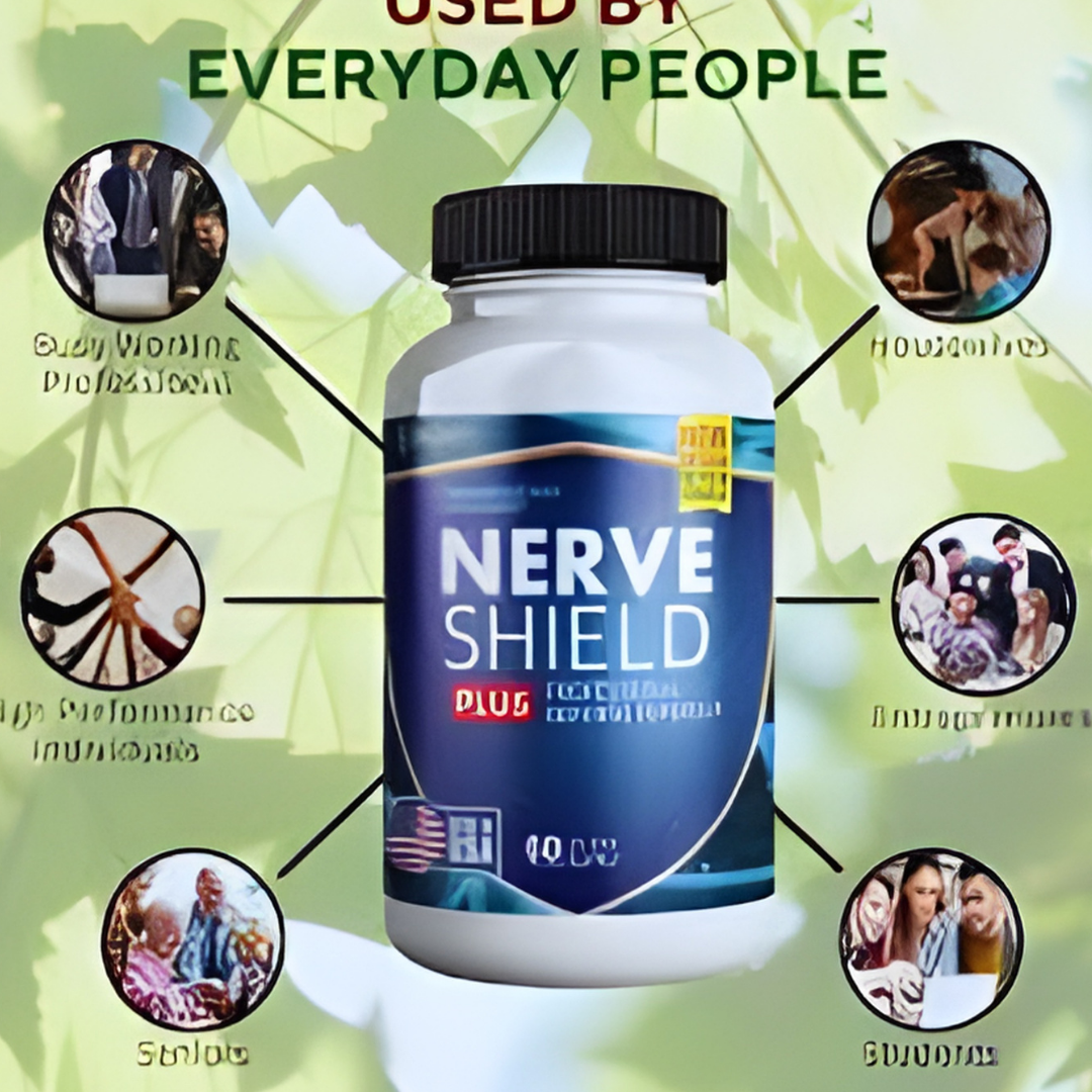 Supplement bottle labeled 'Nerve Shield Pro' on a white background